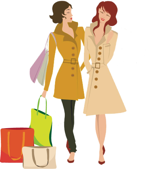 Fibeplast produzione buste e shopper disegno due ragazze con shopper in mano